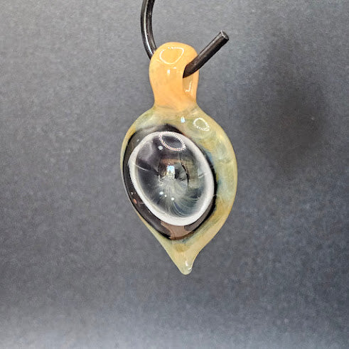 The Aureate Eye of Stillfire — Wrapped Floating Disc Pendant (Gold/Silver Fumed, 2025)