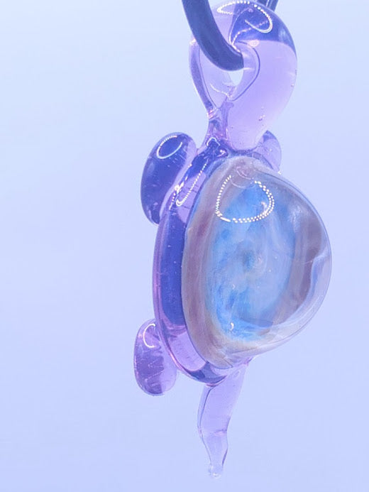 Aetherback Turtle – Nebula Core Fumed Glass Pendant
