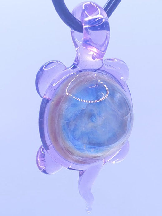 Aetherback Turtle – Nebula Core Fumed Glass Pendant
