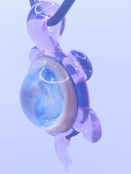 Aetherback Turtle – Nebula Core Fumed Glass Pendant