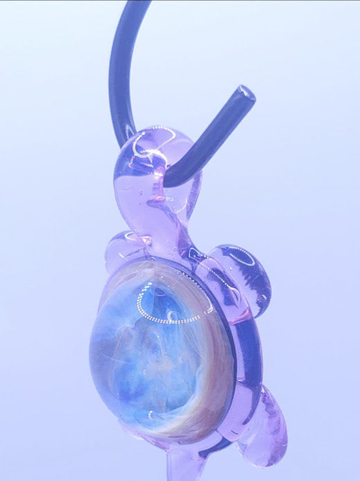 Aetherback Turtle – Nebula Core Fumed Glass Pendant